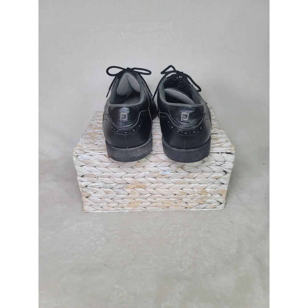 Footjoy GreenJoys Oxford Golf Shoes Spiked Mens 11.5 W Black Saddle Classic